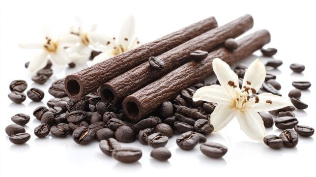 Ethically sourced premium African organic vanilla bean pods, vanilla powder and cut up vanilla 