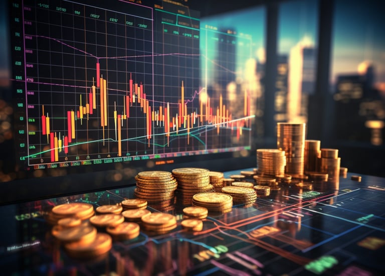 a computer screen with a bunch of coins and stacks of coins