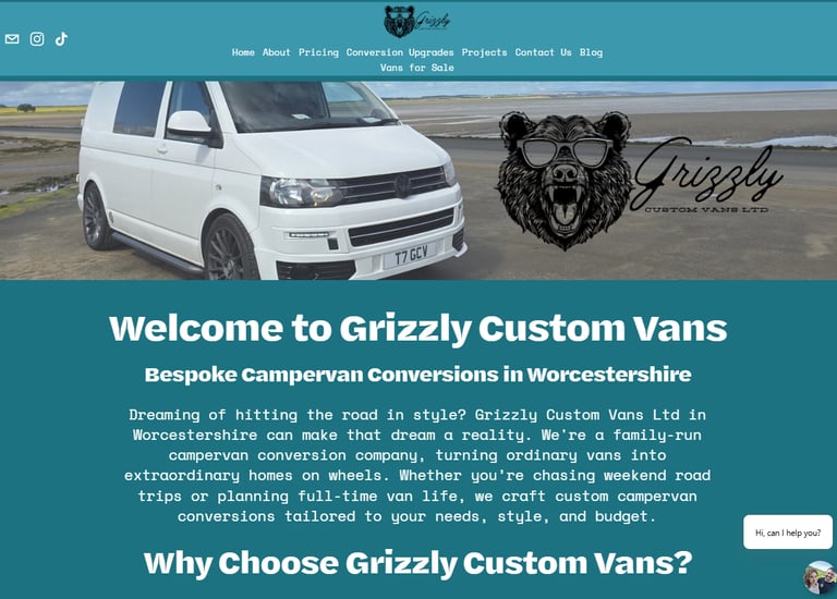 grizzly custom vans - Small Business Website Design