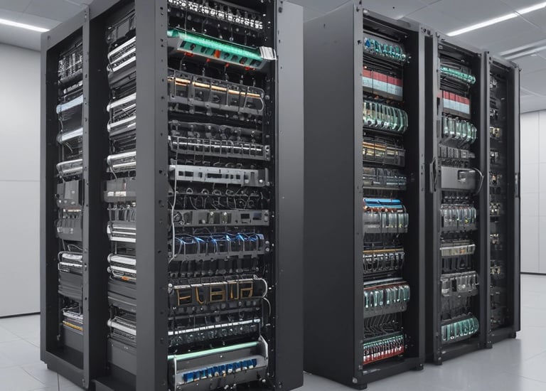 A photo of a networking team collaborating.