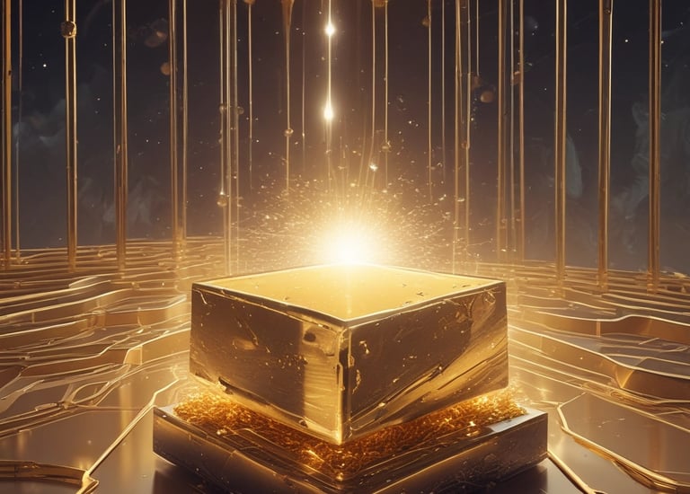 Three gold bars sitting next to each other on a table