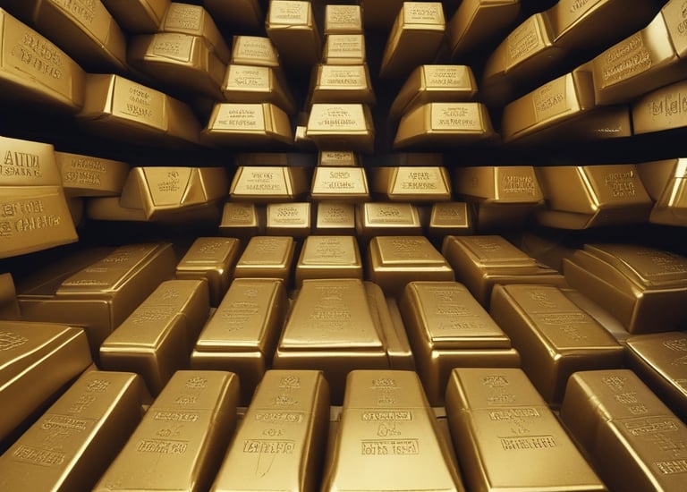 A stack of gold bars sitting on top of a table