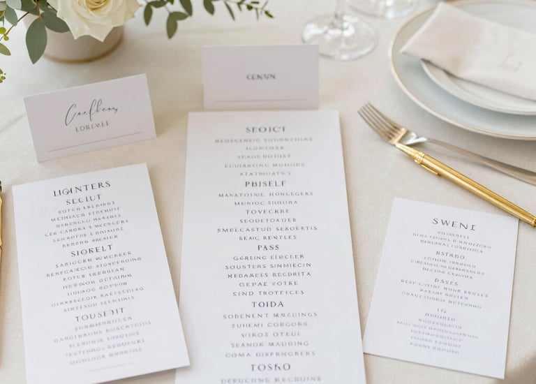 Minimalist wedding checklist printed on cream paper with a gold clip.