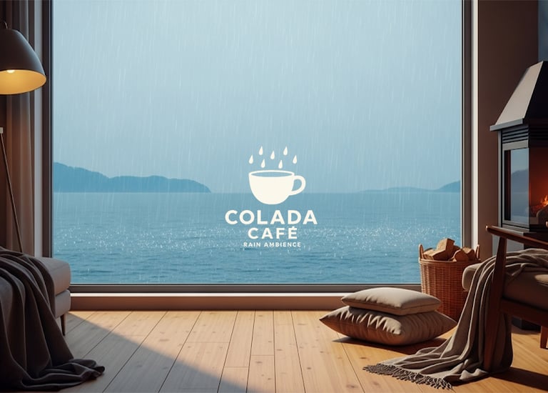 Wide ocean view with rain sounds. Ambience to chill with.