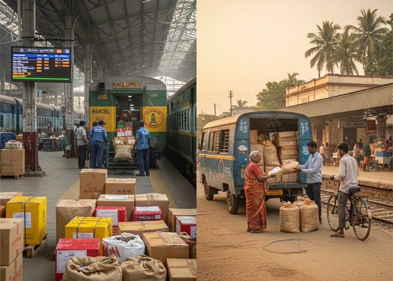 a train station with people standing around a train