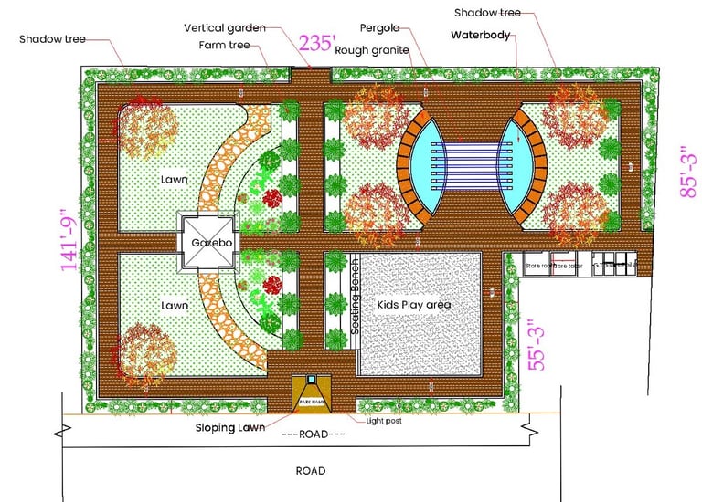 Conceptual landscape design sketch with native plant integration by Garden Designers