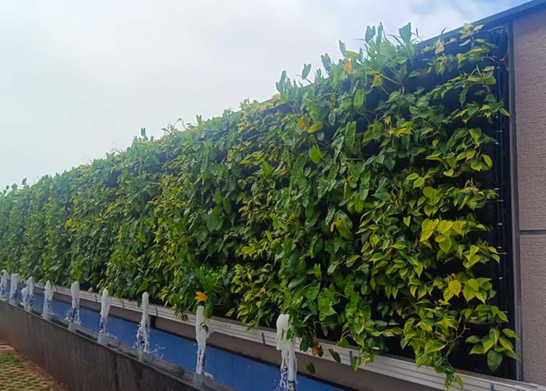 Biowall filled with ornamental and air-purifying plants by Garden Designers