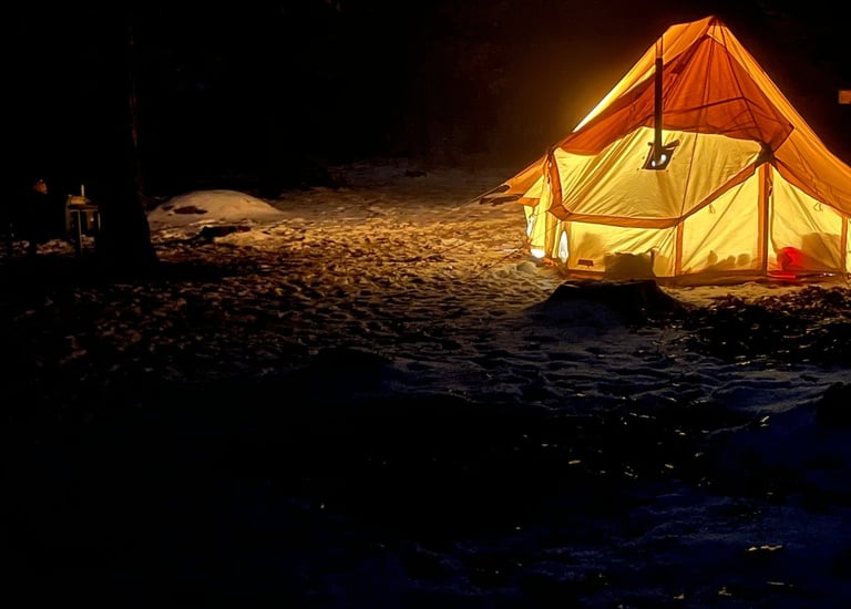 Winter camping can be warm