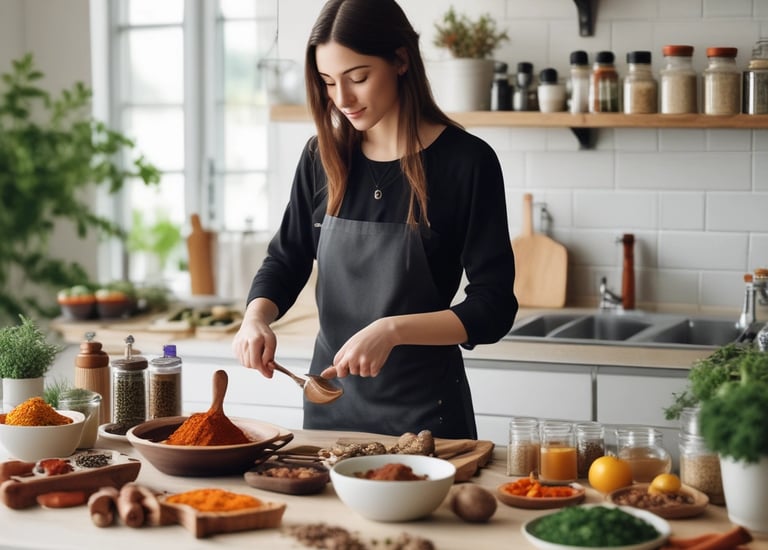 Close-up of natural essential oils being blended for aromatherapy.