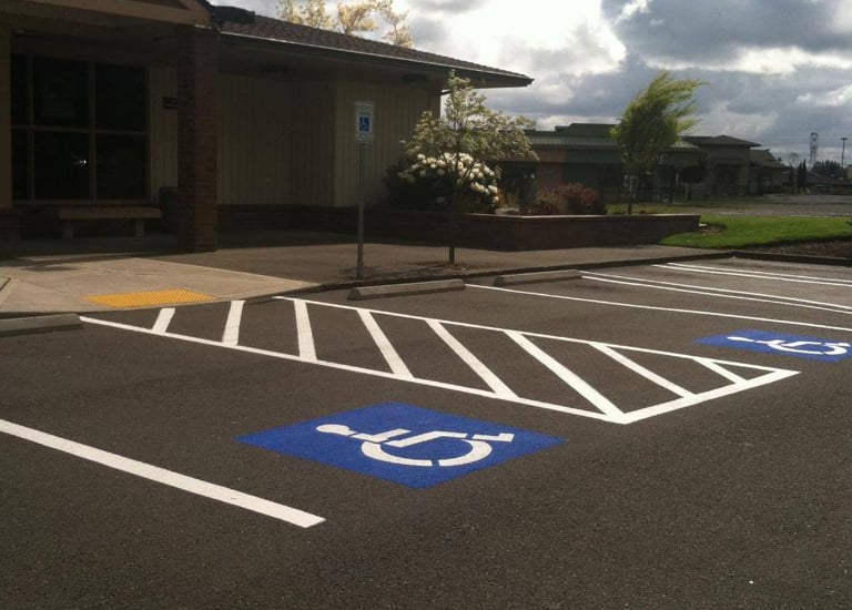 Sealcoating striping ADA markings KeyBank Lewis County WA parking lot