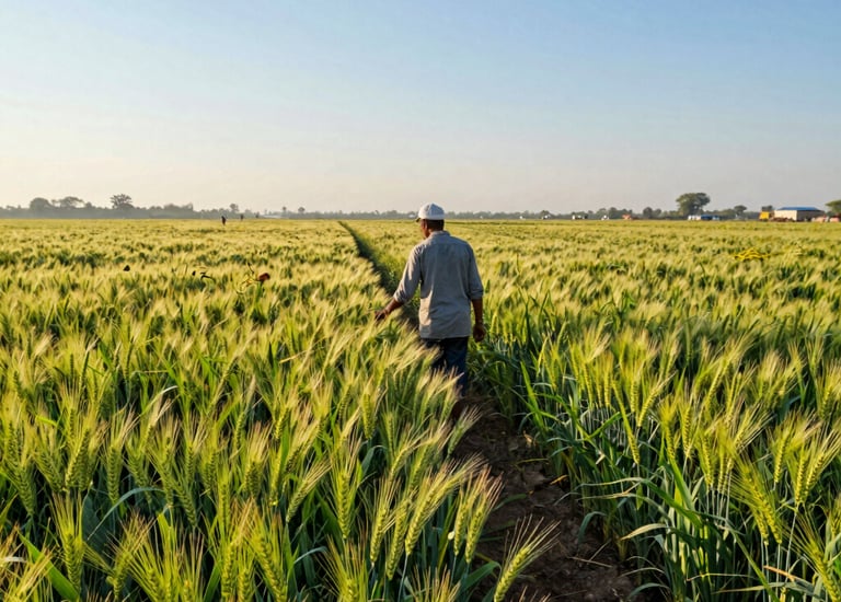 Close-up of healthy green lentil plants with pods forming.
