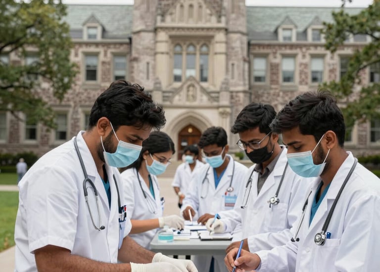 A group photo of successful students celebrating their visa approvals.