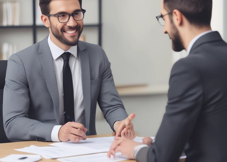 A clinical staffing coordinator reviewing resumes with a healthcare manager.