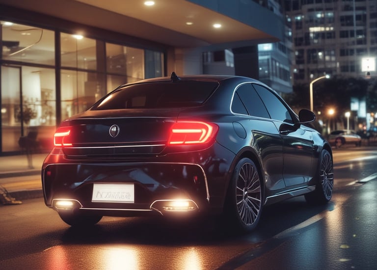Industrial close-up of headlight components showcasing precision engineering and modern design.