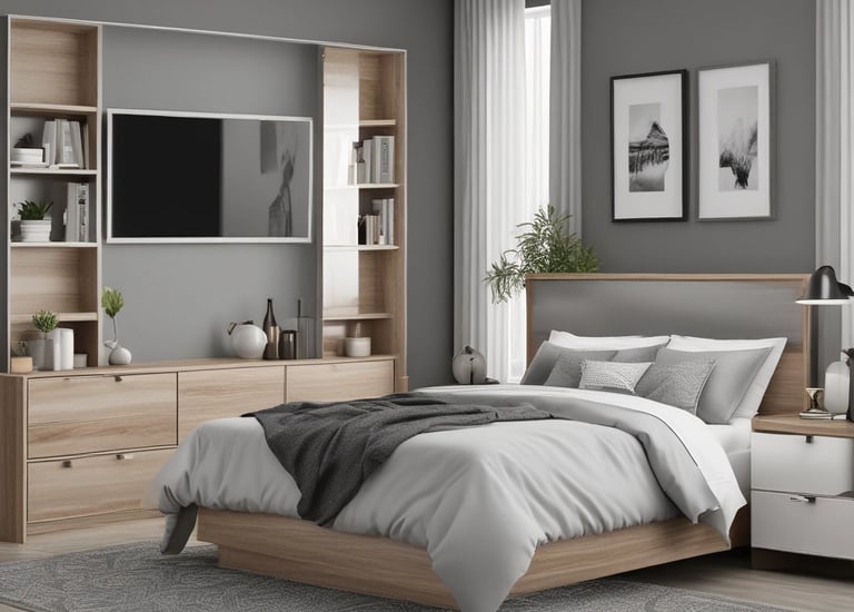 A bright, organized home office showcasing fabo's space-saving desk with clean lines.