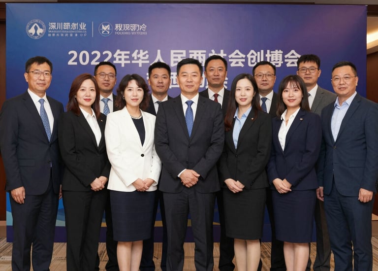 A candid shot of guests laughing under warm string lights at an evening event.