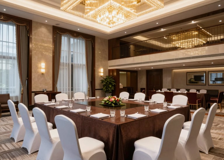 Sales professionals engaging with clients in a bright conference room.
