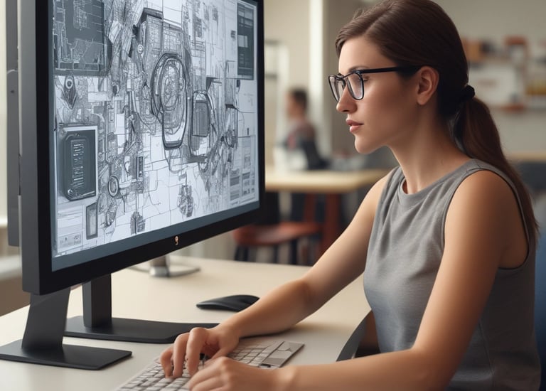 Laptop screen showing a detailed course workbook layout with notes and highlights