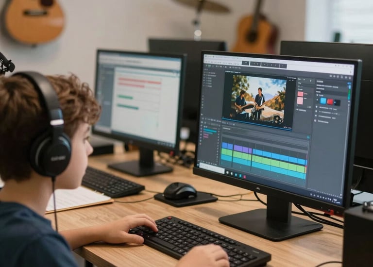 Scenic view of a Mexican historical site with students taking notes and photos.