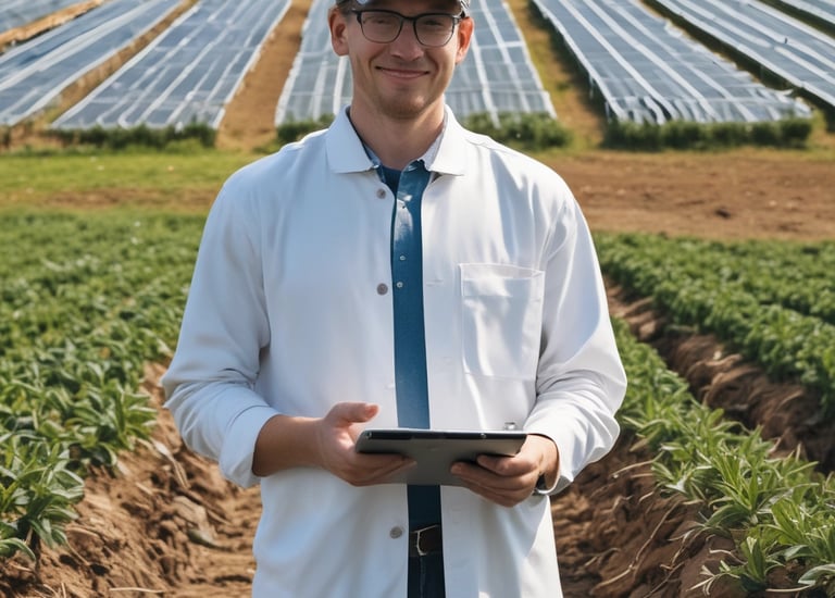 Technician analyzing biomass samples for agroenergy projects.