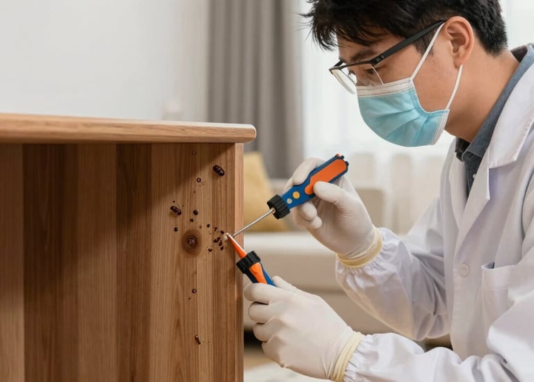 Malhar Pest Control van parked outside a house at sunset, ready for a service call.
