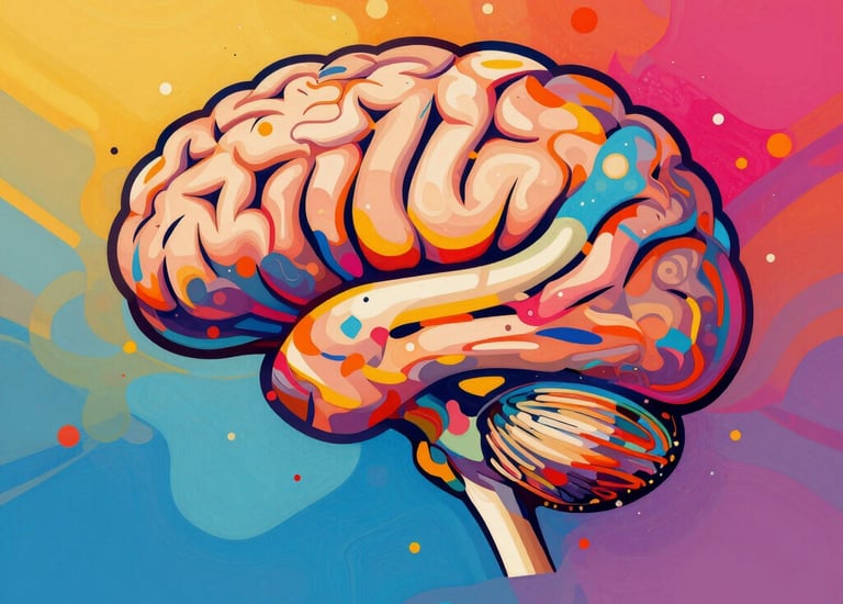 Close-up of colorful brain scan images highlighting neural activity.
