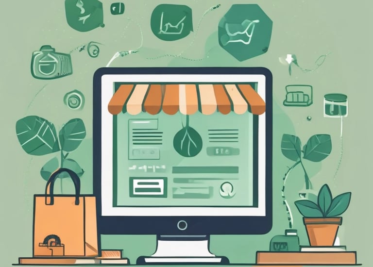 A team collaborating over laptops with green-themed software interface on screen.