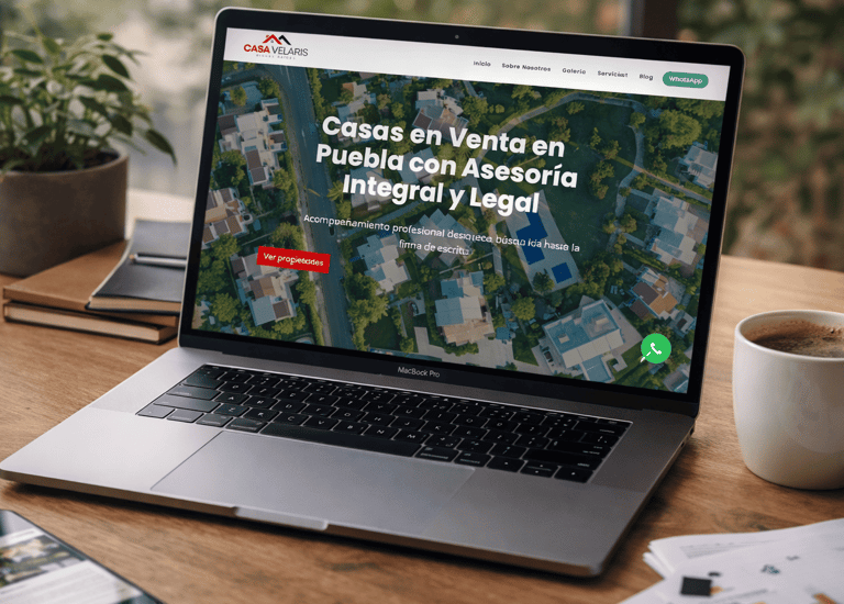 computadora mostrando pagina web con diseño y profecional