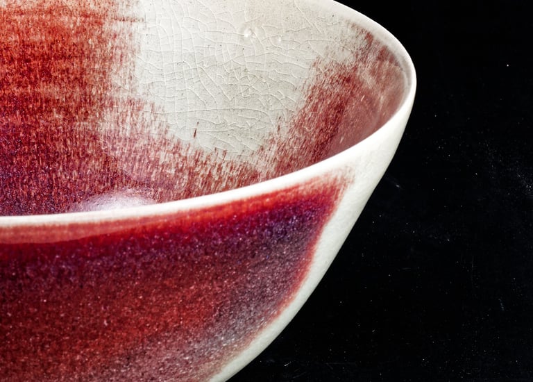 a bowl of red and white bowl of food