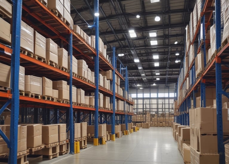 A warehouse worker organizing packages ready for door-to-door delivery.
