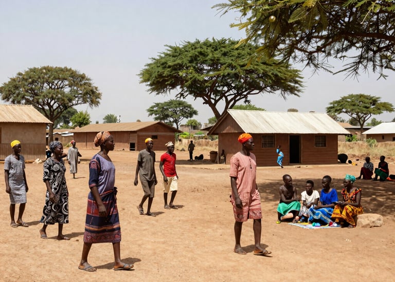 Artists performing traditional Gambian music at a vibrant cultural festival.