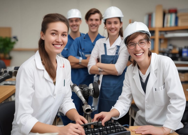 Students collaborating on a creative school project in a bright classroom.