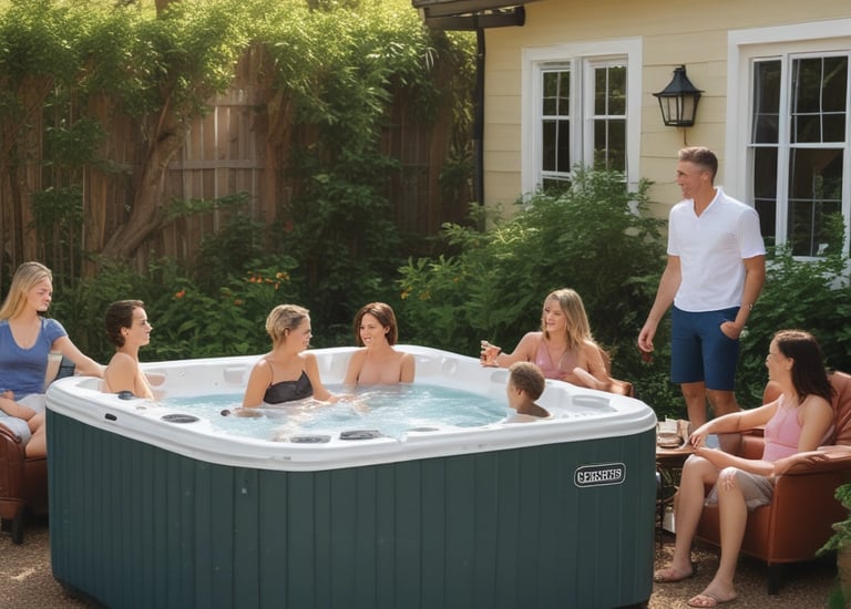 Technicians carefully installing an above ground pool in a suburban yard.