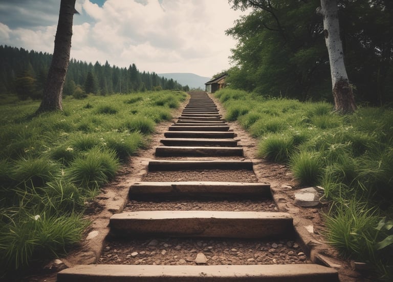 A winding mountain trail symbolizing life's obstacles and progress