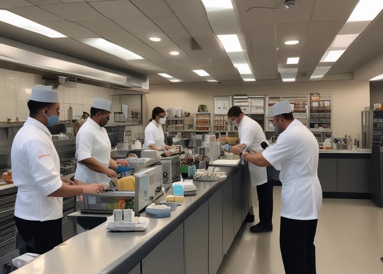 Hospitality staff warmly welcoming guests in a luxury hotel lobby.