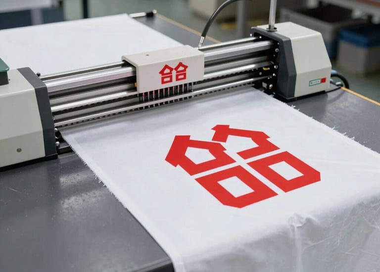 Colorful screen printing setup with ink pots and freshly printed t-shirts.