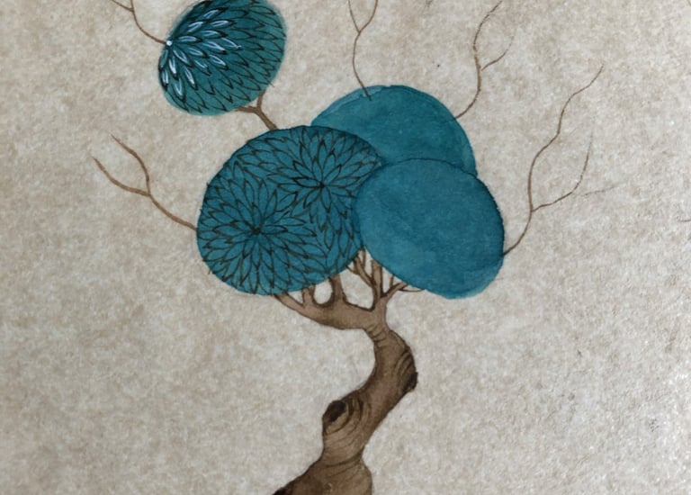 Agaç Çalışması Minyatür Deneme sulu boya ve tonlama çalışması