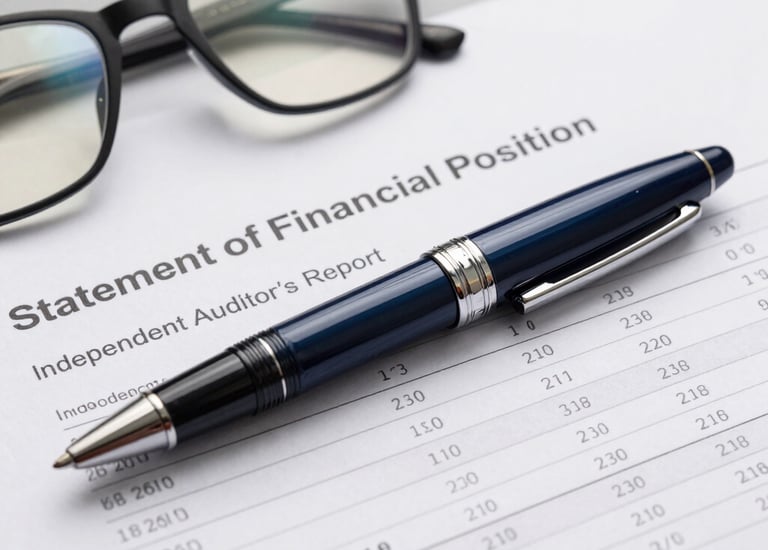 A professional team collaborating over financial reports in a modern office.