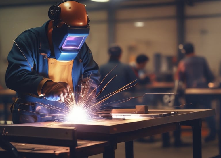 A solar panel installation on a commercial rooftop under a clear blue sky.