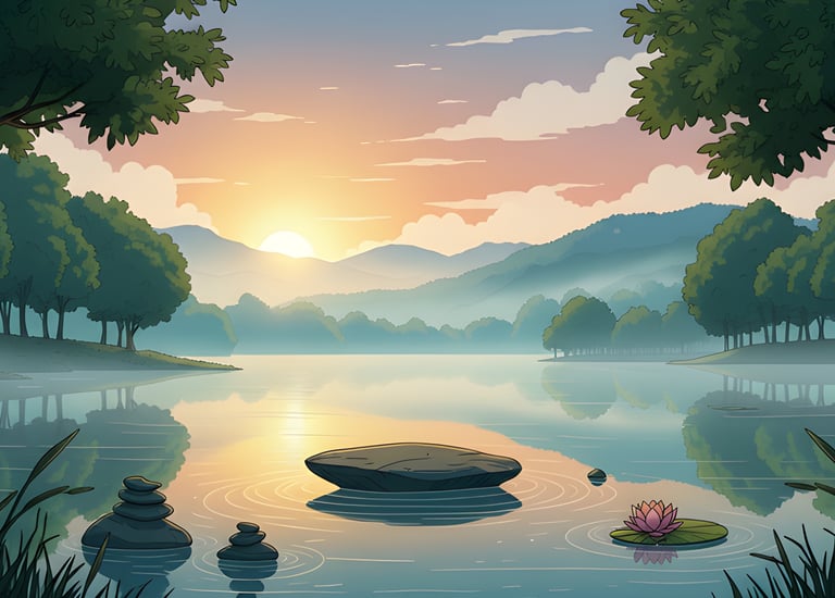 Peaceful sunrise over a lake — Focus series, ambient music for study and reflection.