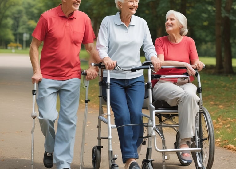 Custom metal mobility aid with ergonomic design for ease of movement.