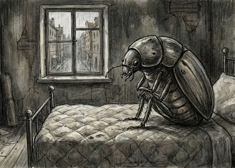 an insect on a bed