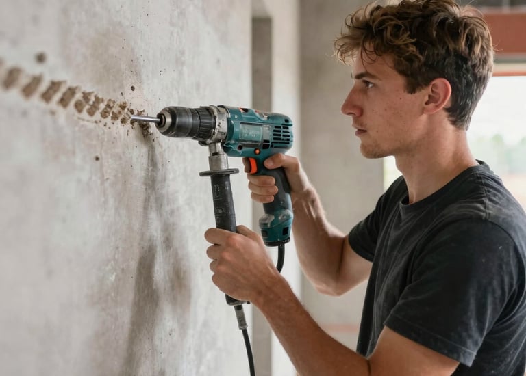 Close-up of an electrician installing modern wiring in a residential home