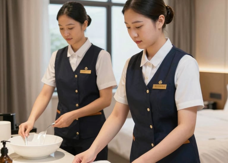 A smiling receptionist assisting a guest at a luxury resort.