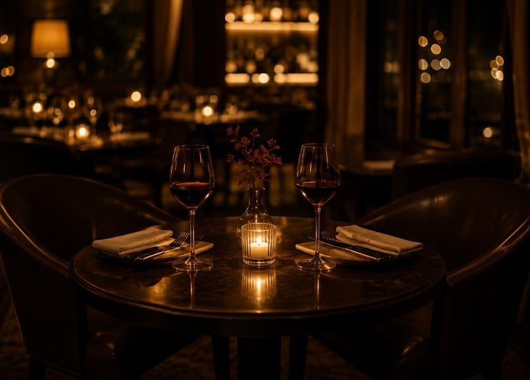 Intimate candlelit restaurant table set for two luxury couples experience Dubai