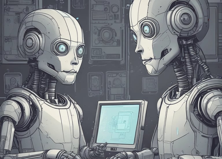 A sleek, futuristic workspace glowing with neon lights and digital screens displaying social media analytics.