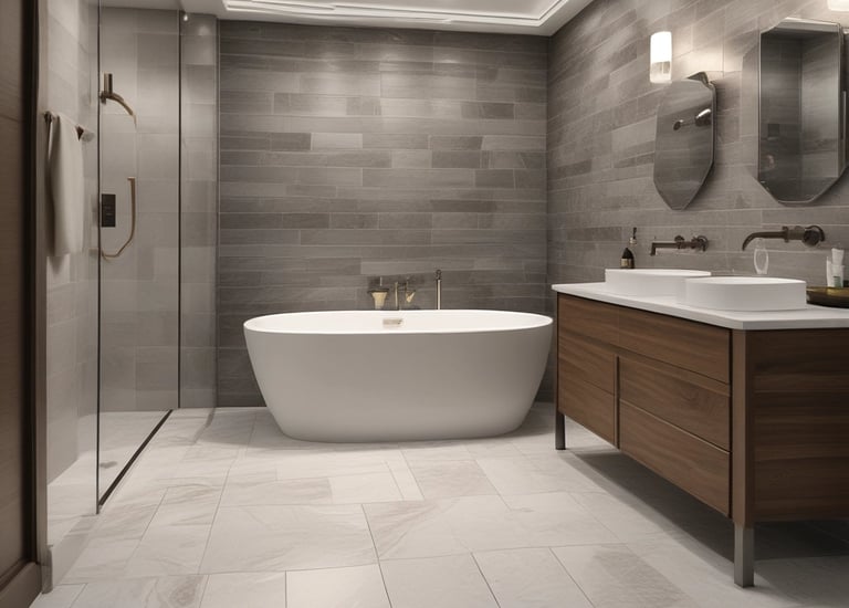 A beautifully finished basement with warm lighting and modern decor.