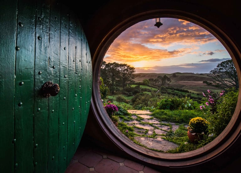 Image of hobbit open front door.
