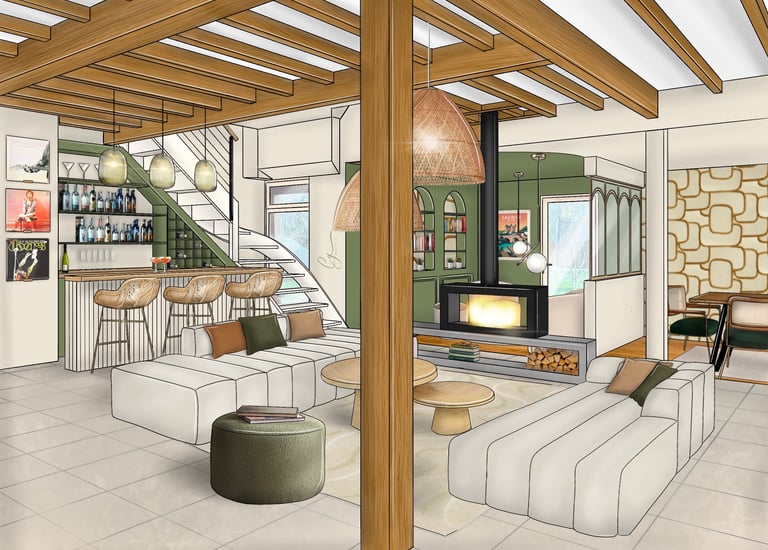 Décoration d'une pièce de vie sur procreate dans le style scandinave