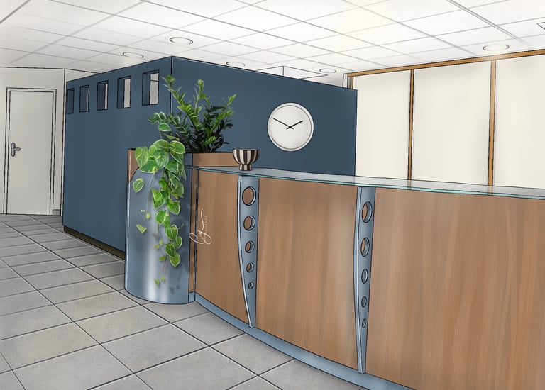 Banque d'accueil Initio redecorée